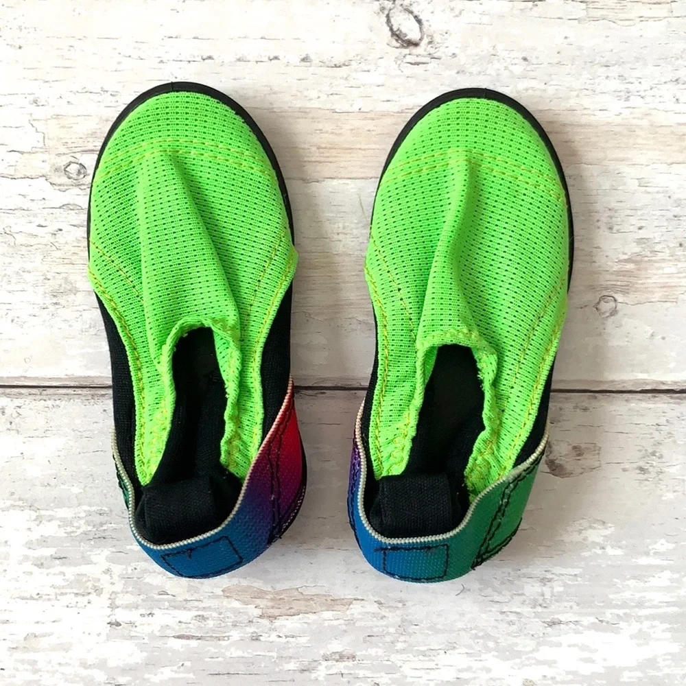 Baby Size 4 Water Shoes Socks Lime Green Black Unisex Infant SlipOns Water